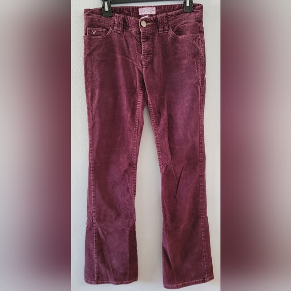 Vintage American Eagle Purple Burgundy Corduroy Stretch Pants Bootcut 2 Fall - Picture 1 of 9